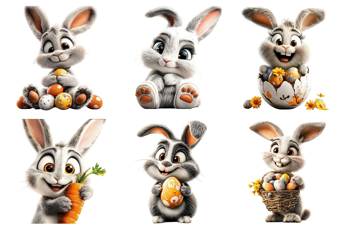 Easter bunny rabbit clipart, an Illustration by Design Market (Photo 3 of 5)