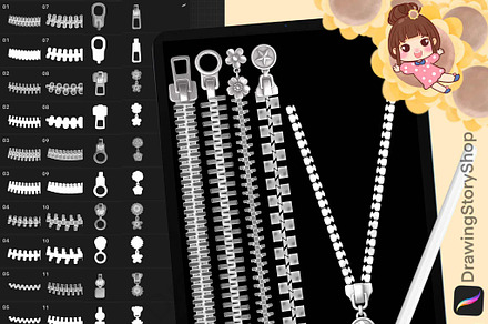 125 Procreate Zipper Metal Brushes