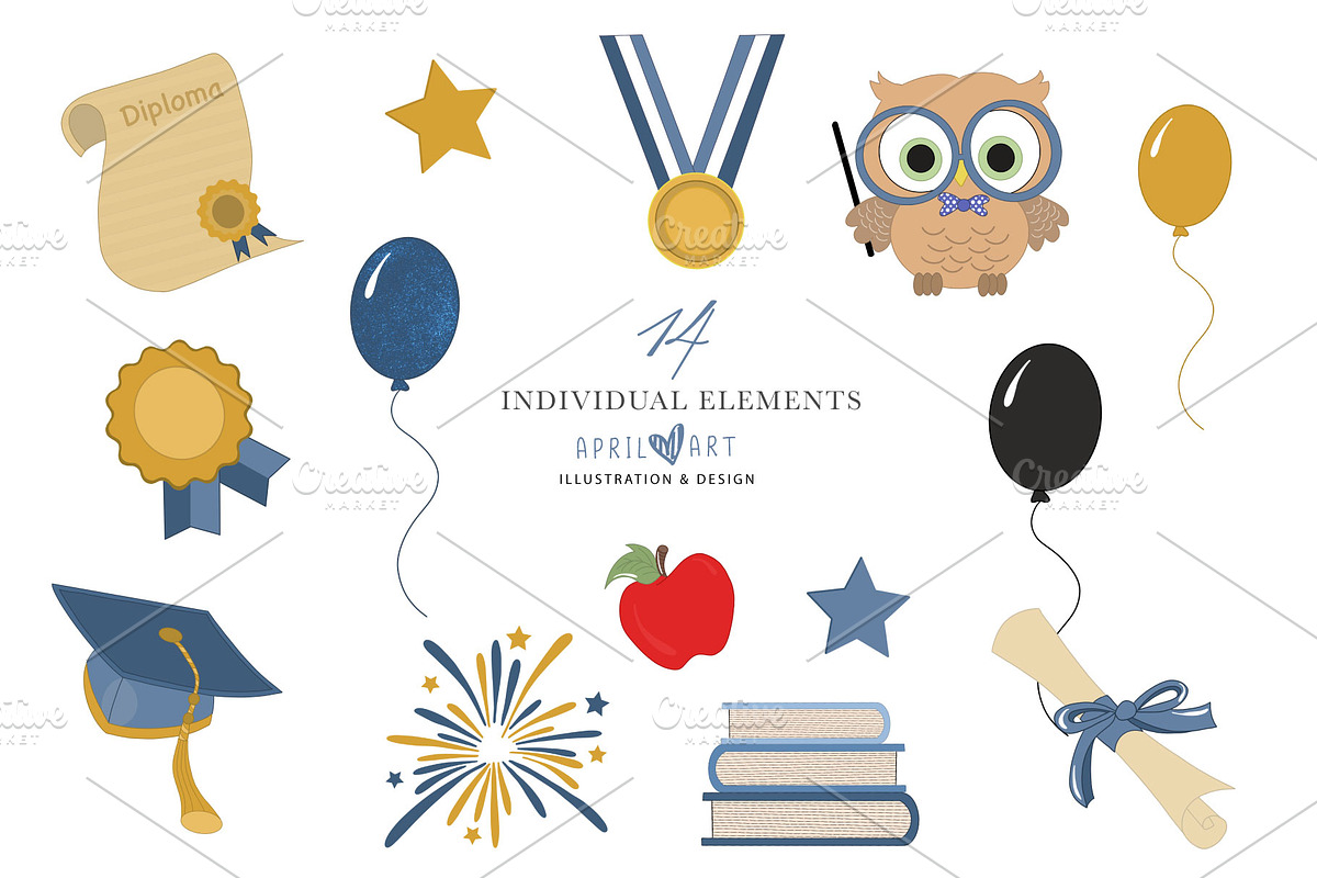 Little Graduate Kids Clipart, an Illustration by Oh Darling Graphics (Photo 3 of 3)