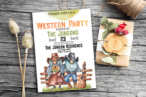 Cowboy Gnomes Western Watercolor Png