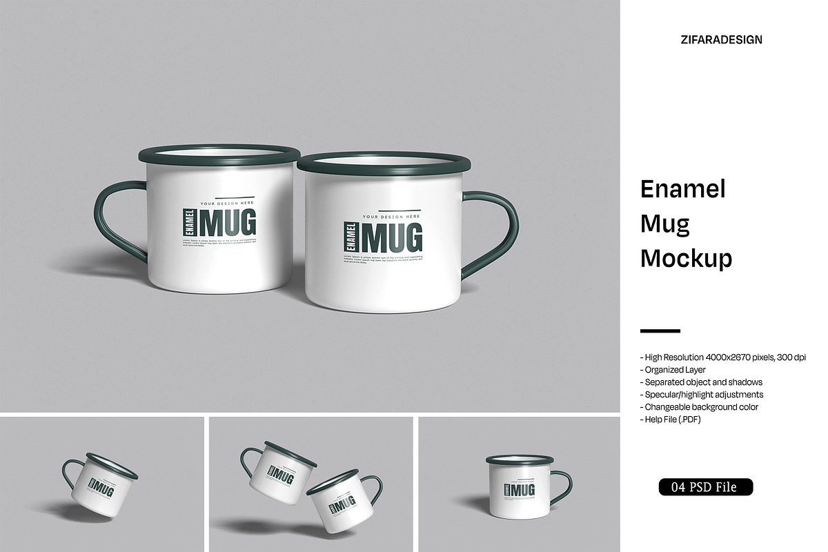 Enamel Mug Mockup, a Product Mockup by ZifaraDesign (Photo 1 of 5)