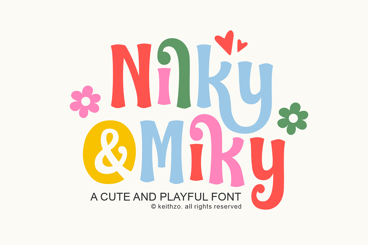 Nilky & Miky - Cute Display Font, a Sans Serif Font by Keithzo (Photo 1 of 6)