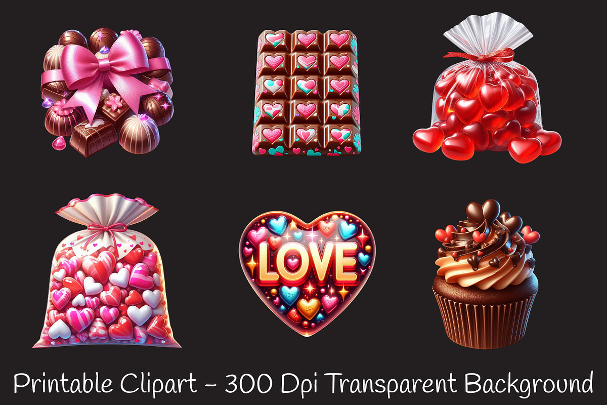 Chocolate & Candy Valentine Clipart, an Illustration by RobertsArt (Photo 3 of 6)
