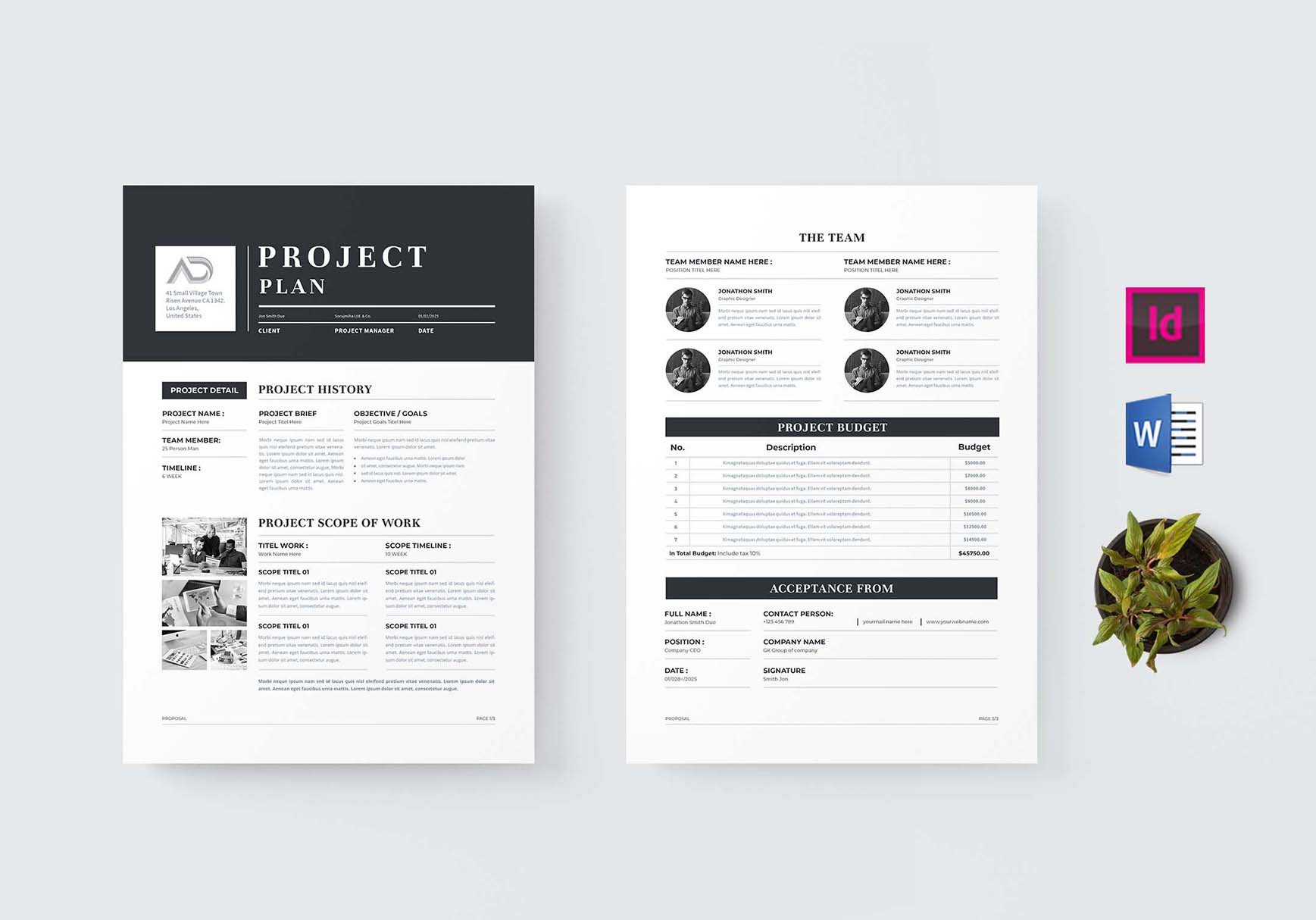 Project Plan | MS Word & Indesign, a Stationery Template by design_hut