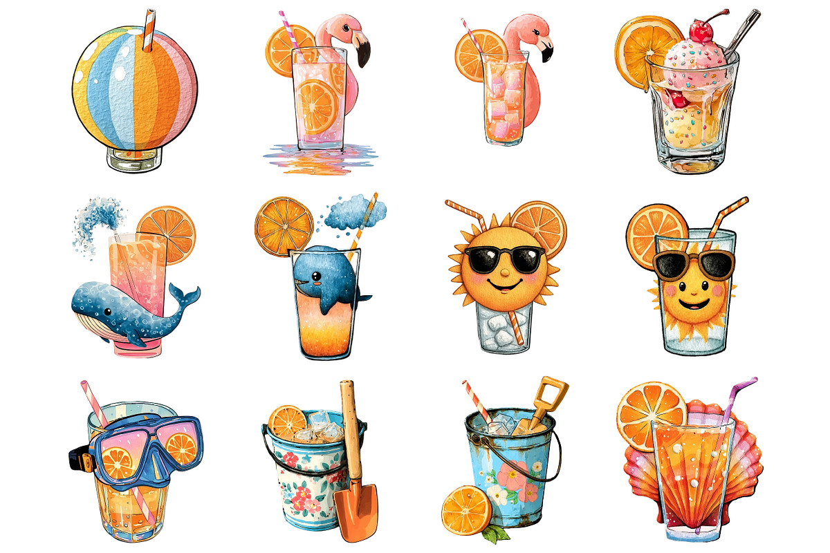 Summer Chill Fun Clipart, an Illustration by DreamArtGraphic (Photo 4 of 4)