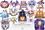 Watercolor Pastel Halloween Clipart, an Illustration by Design Market (Thumbnail 1 of 4)
