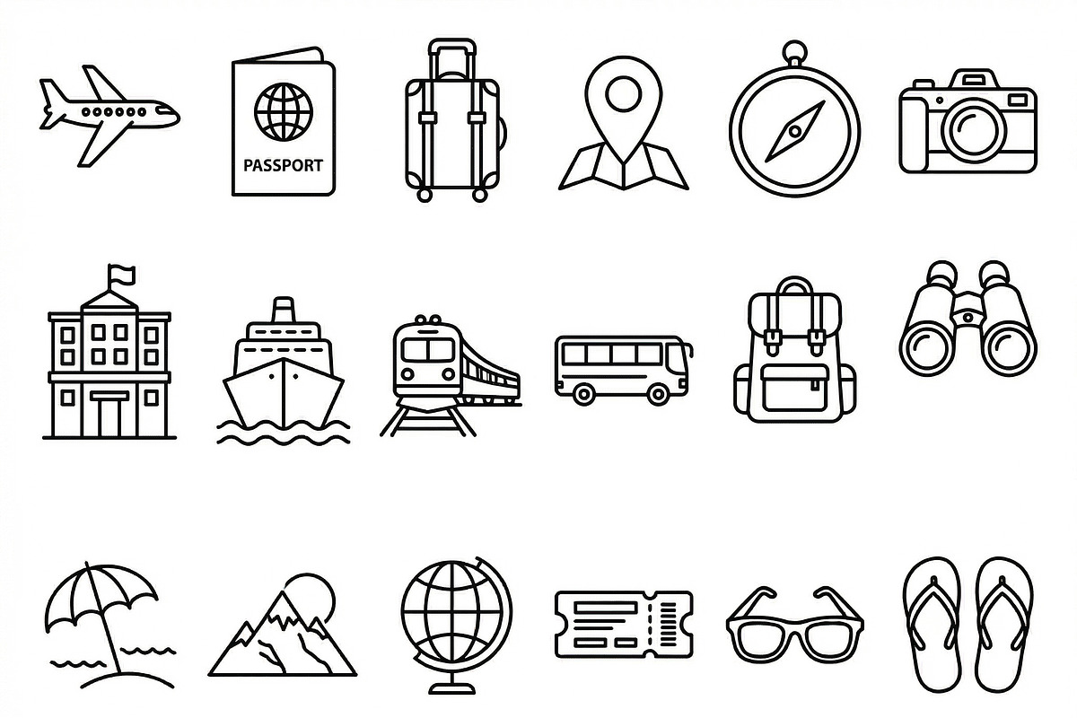 Bundle Vector Travel Outline Icons, an Outline Icon by adenpinkstore (Photo 4 of 9)