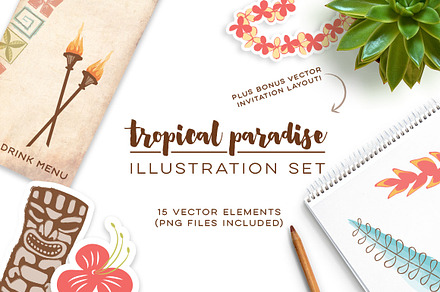 Tropical Paradise Illustration Set