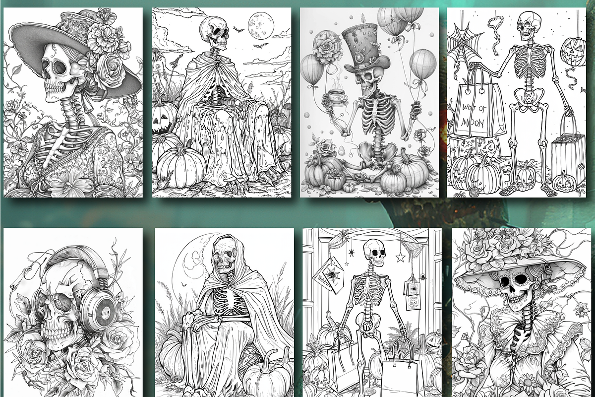 Halloween Skeleton Coloring Book, an Animal Illustration by Printable Design Store (Photo 6 of 7)