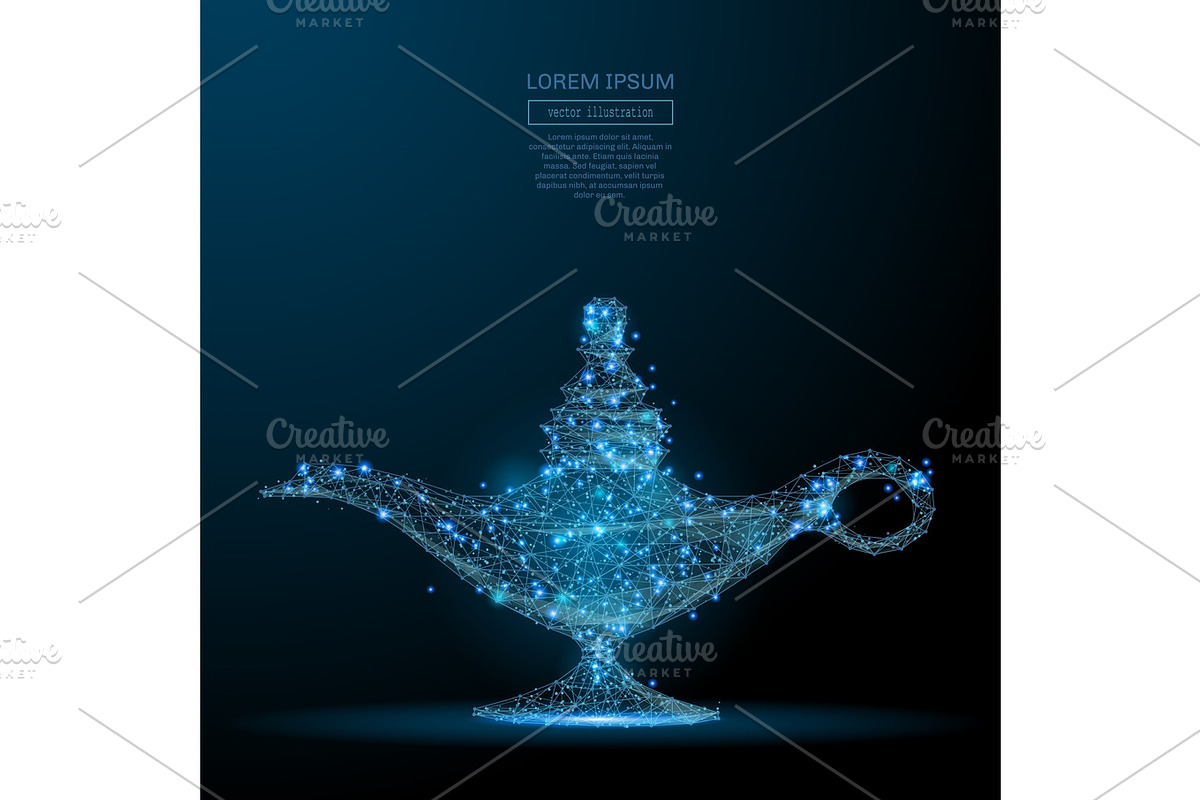 magic lamp low poly blue, an Object Graphic by ANTON KHRUPIN ART