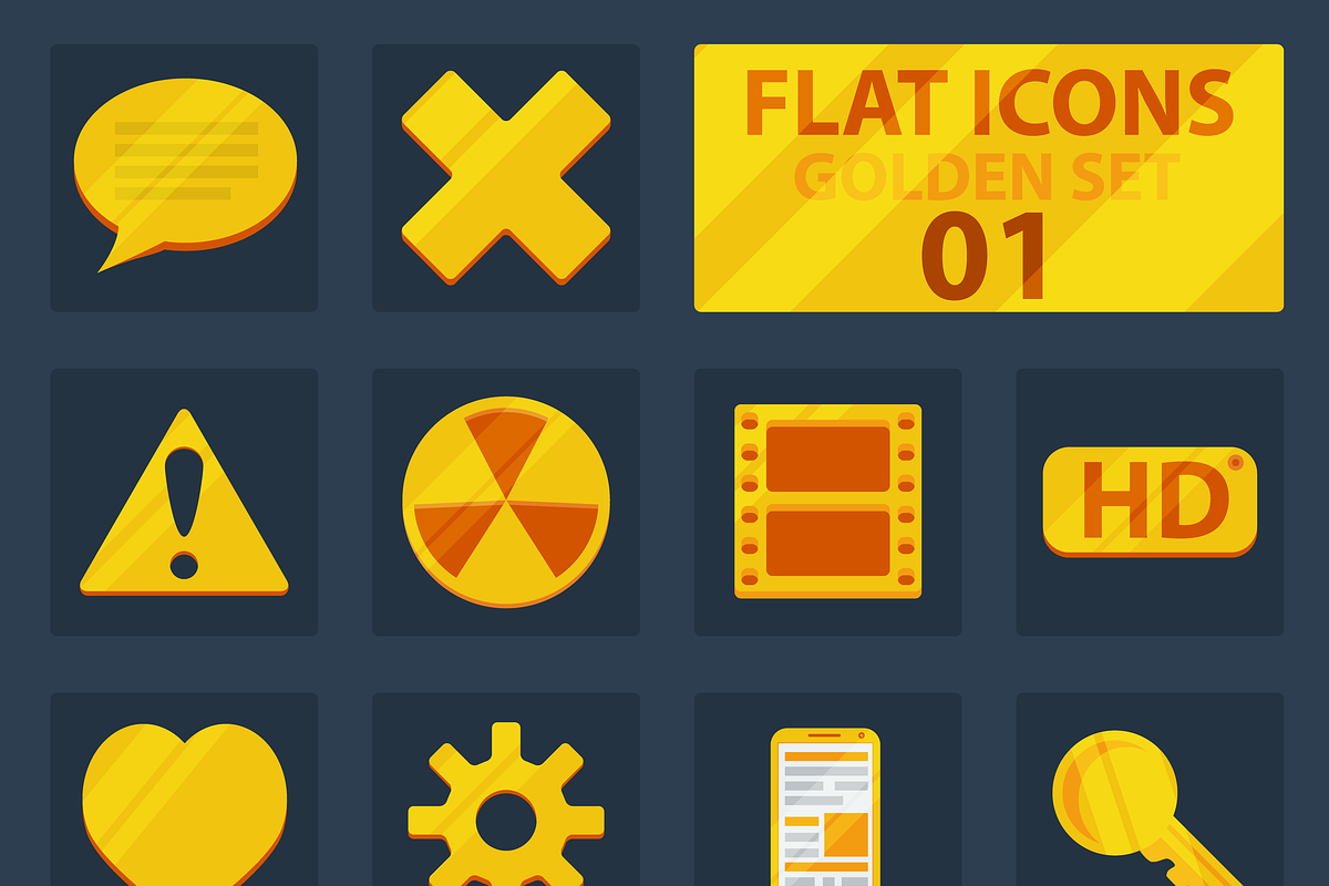Flat golden icons
