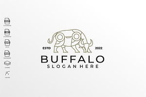 Geometric Lineart Buffalo Logo Icon