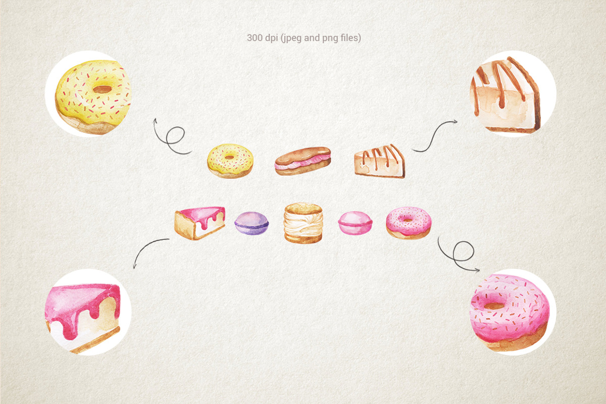 Watercolor pastry for bakery, a Food Illustration by CreativeByLu (Photo 7 of 12)