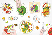 Festive vegetarian table, hand drawn, a Food Illustration by Good Studio (Thumbnail 3 of 4)