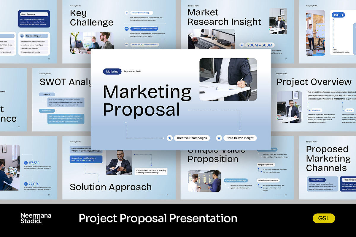 Navy Gradient Project Proposal GSL, a Presentation Template by Neermana (Photo 1 of 4)