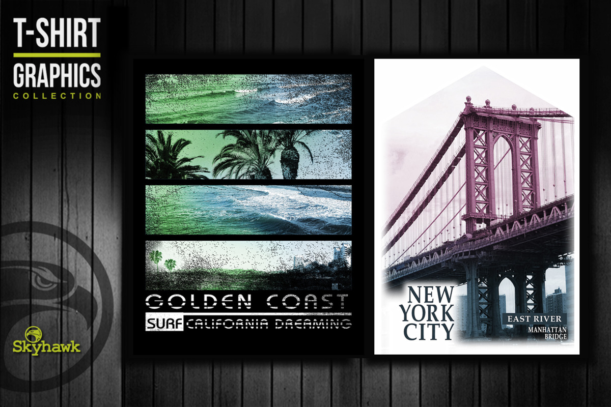 NYC & California tee shirt graphics, an Illustration by Skyhawk