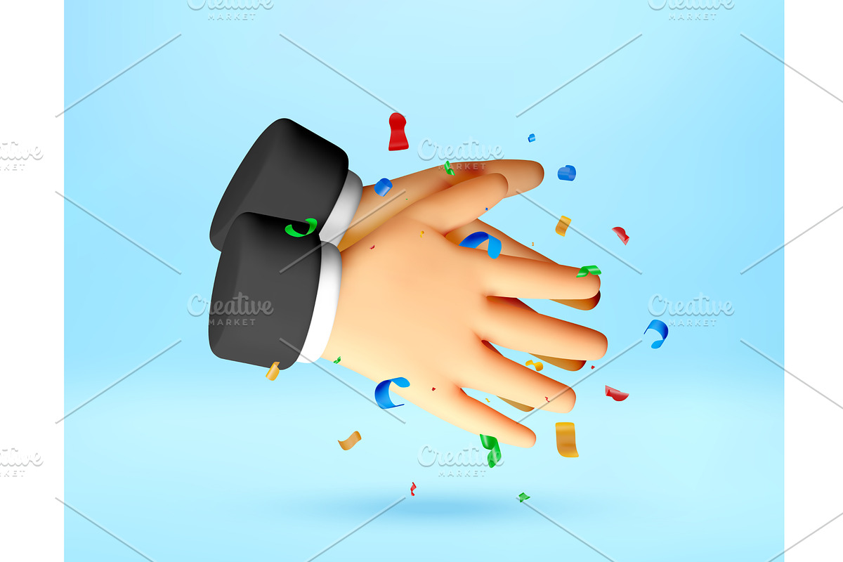 3D Businessman hands clapping with, a Person Illustration by Abscent