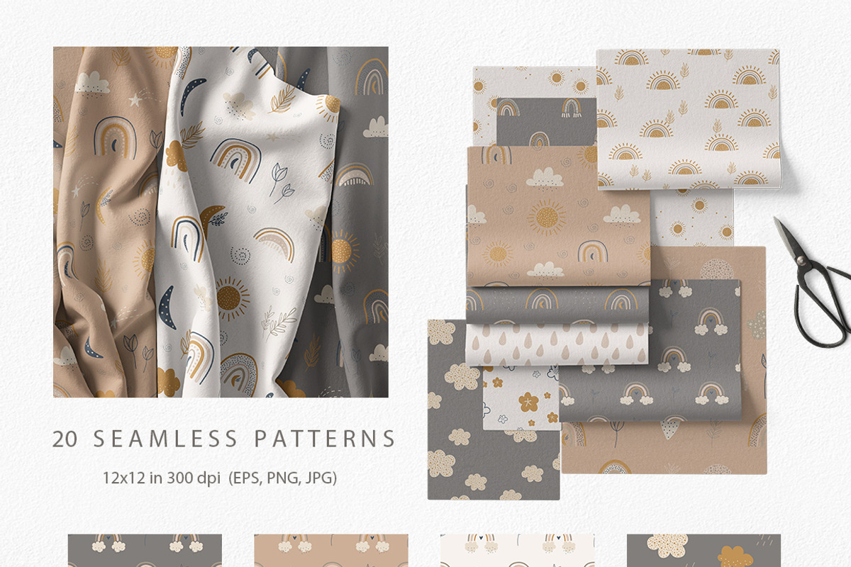BOHO Rainbow clipart and patterns, an Object Illustration by polikarpovaart (Photo 6 of 11)