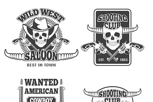 Set Of Vintage Cowboy Emblems