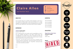 Creative Resume Design / CV - Claire