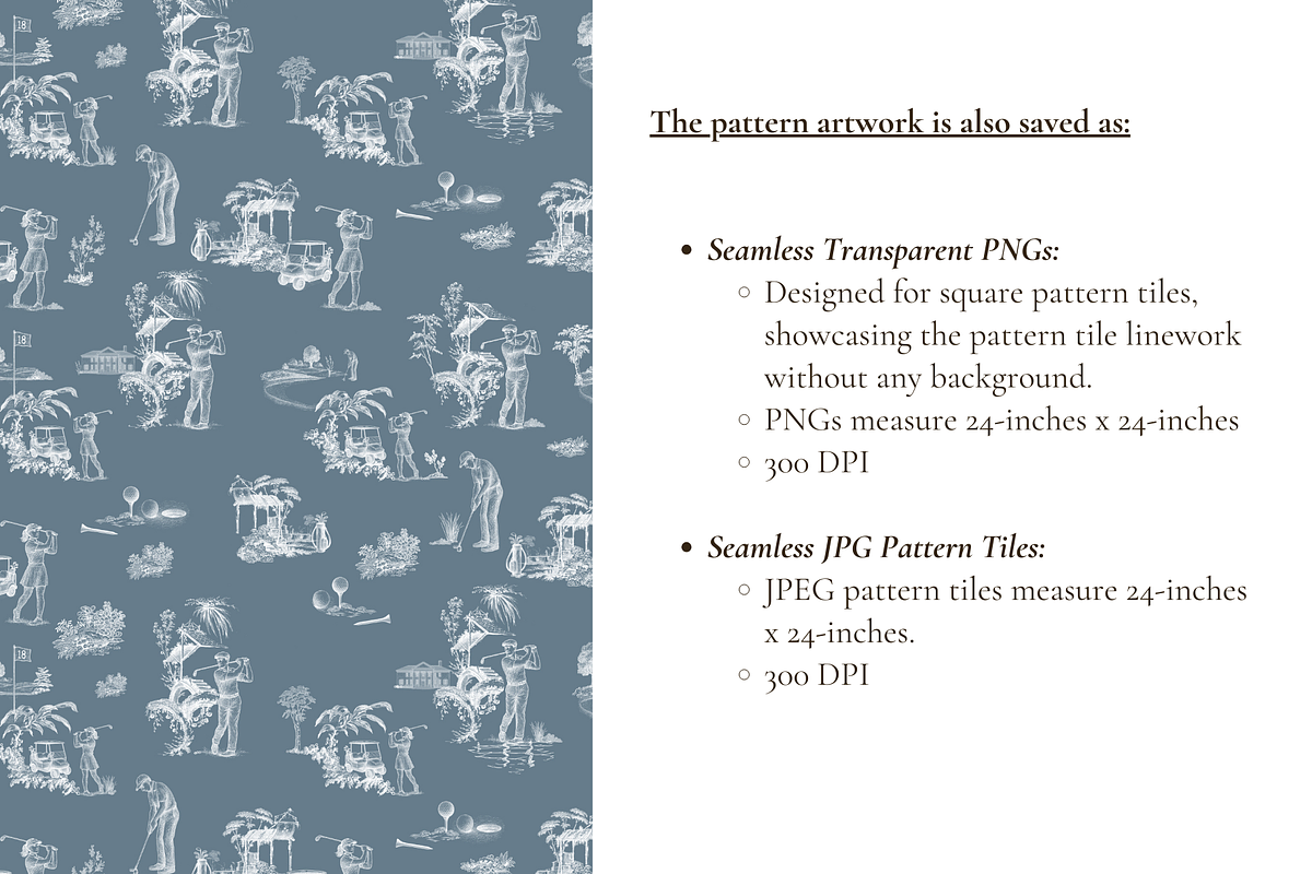 Golf Toile de Jouy Pattern, a Background Graphic by Hughes Studio (Photo 5 of 6)
