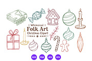 Christmas Hand Drawn Folk Art Set, a Seasonal Illustration by designvectx (Thumbnail 4 of 10)