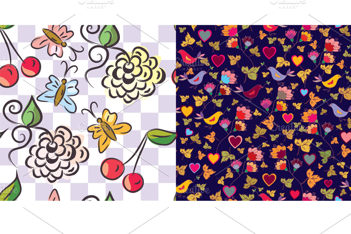 Floral seamless summer set preview 4