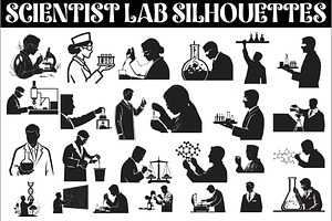 This Scientist Lab Silhouettes, an Illustration by Amazin_art