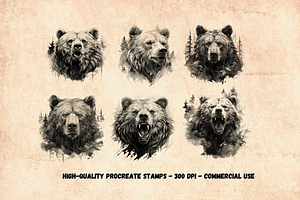 110 Bear Tattoo Stamps For Procreate