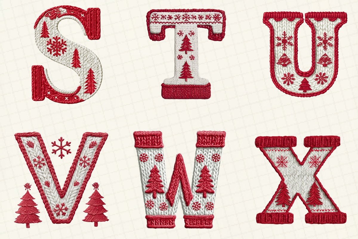 Knitted Christmas Alphabet Clipart, an Illustration by DreamCafeArt (Photo 5 of 7)