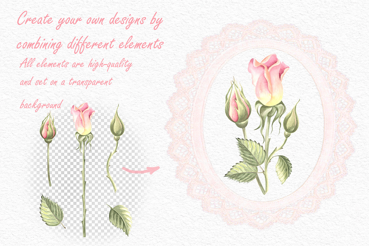 Ethereal Roses watercolor collection, a Decorative Illustration by susie-p-art (Photo 3 of 19)