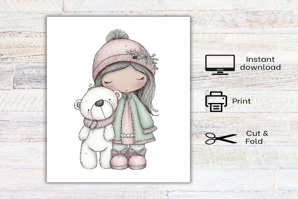 Christmas Little Girl Clipart Bundle, an Illustration by Canvas Craft (Photo 8 of 8)