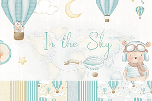 Hot air Balloon bear watercolor, an Illustration by Lolytop Studio
