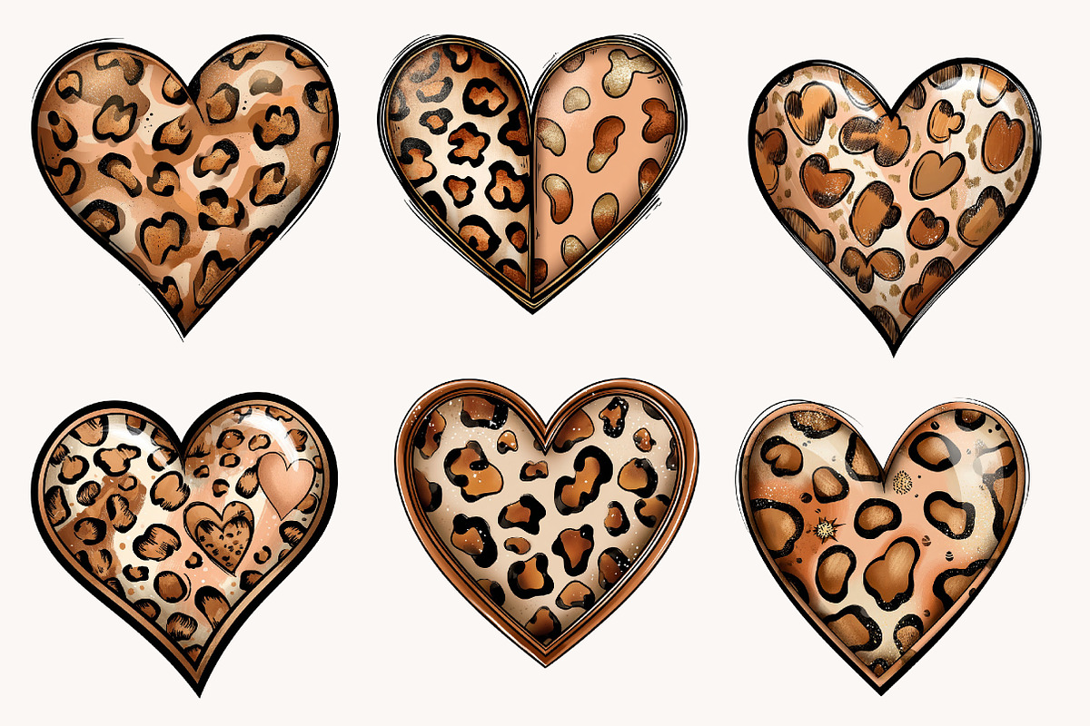 Leopard print Valentine Heart clipa, an Illustration by Designworld (Photo 3 of 10)