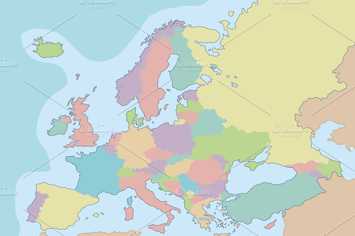 3x Colorful Europe Maps, an Education Illustration by asantosg (Photo 3 of 4)