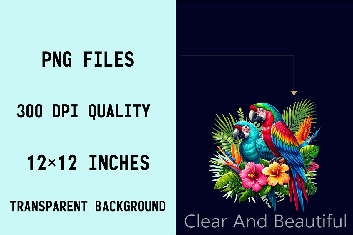 Watercolor Tropical Parrot Clipart, an Illustration by SVGArt (Photo 6 of 7)