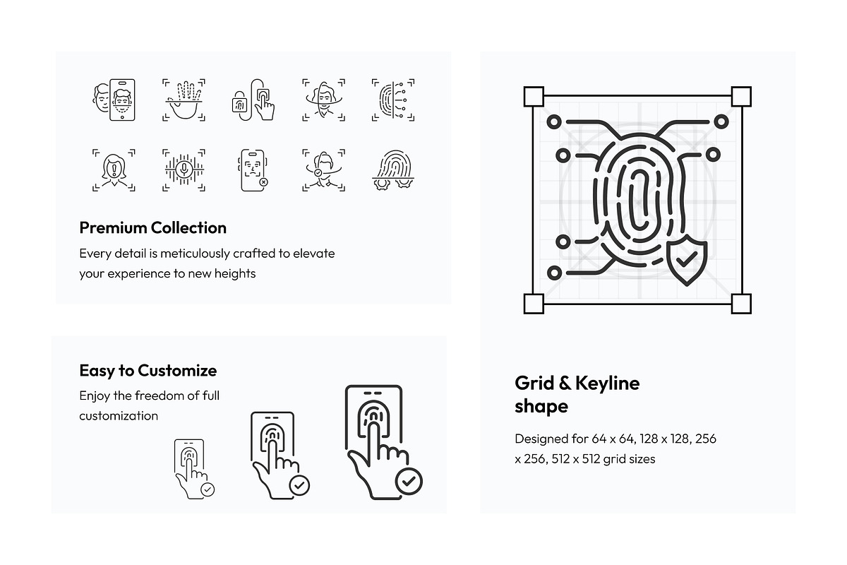 Biometric Recognition Icons, an Outline Icon by Prosymbols (Photo 3 of 6)