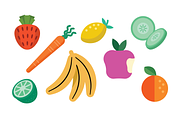 Fruit & Veggie Icons, a Food Illustration by @JennyPaintsWithPixels (Thumbnail 1 of 3)