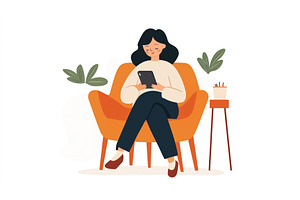 Illustration of a woman sitting, an Object Illustration by Sergey Kotenev