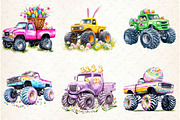 Easter Monster Truck Clipart Bundle, an Illustration by Watercolor design (Thumbnail 4 of 4)