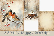 Forest Winter Junk Journal Pages., a Seasonal Illustration by GalaDesign03 (Thumbnail 2 of 6)