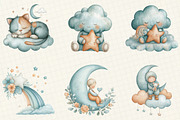 Sweet Dreams watercolor clipart, an Illustration by DreamCafeArt (Thumbnail 2 of 6)