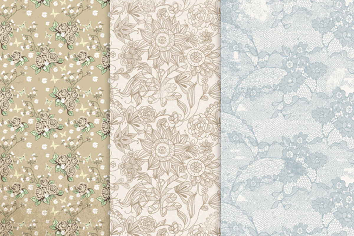 12 shabby romantic Digital Papers., a Pattern Graphic by CLIPART GARDEN (Photo 2 of 5)