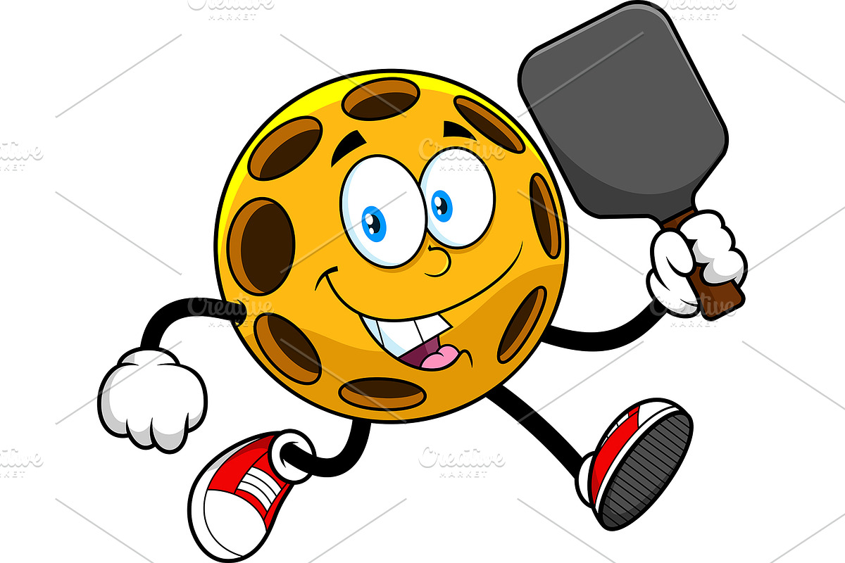 Pickleball Running With Paddle, an Illustration by HitToon