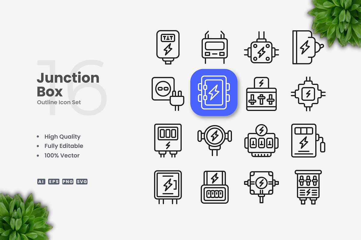 Junction Box Outline Icons, an Outline Icon by Upnowgraphic