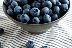 Raw Organic Blueberries in a Bowl, side view., a Food & Drink Photo by LiudmylaChuhunova