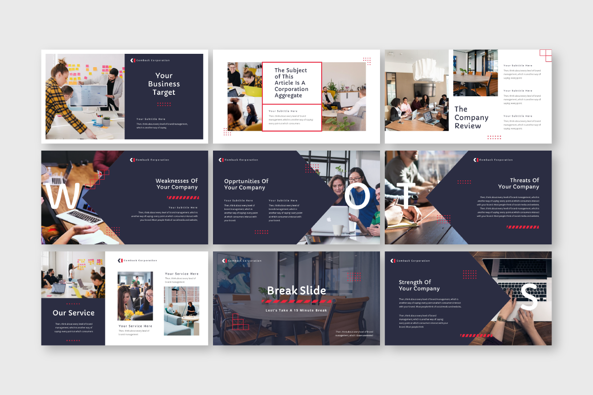 Comback Business Google Slide Templa, a Presentation Template by Inkofert (Photo 4 of 5)