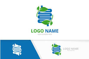 Ecological Colon And Leaves Logo