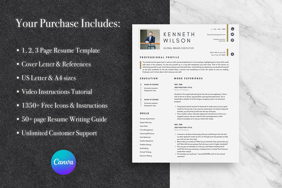 Modern Resume Canva Template | Canva, a Resume Template by Lux Resume (Photo 8 of 9)