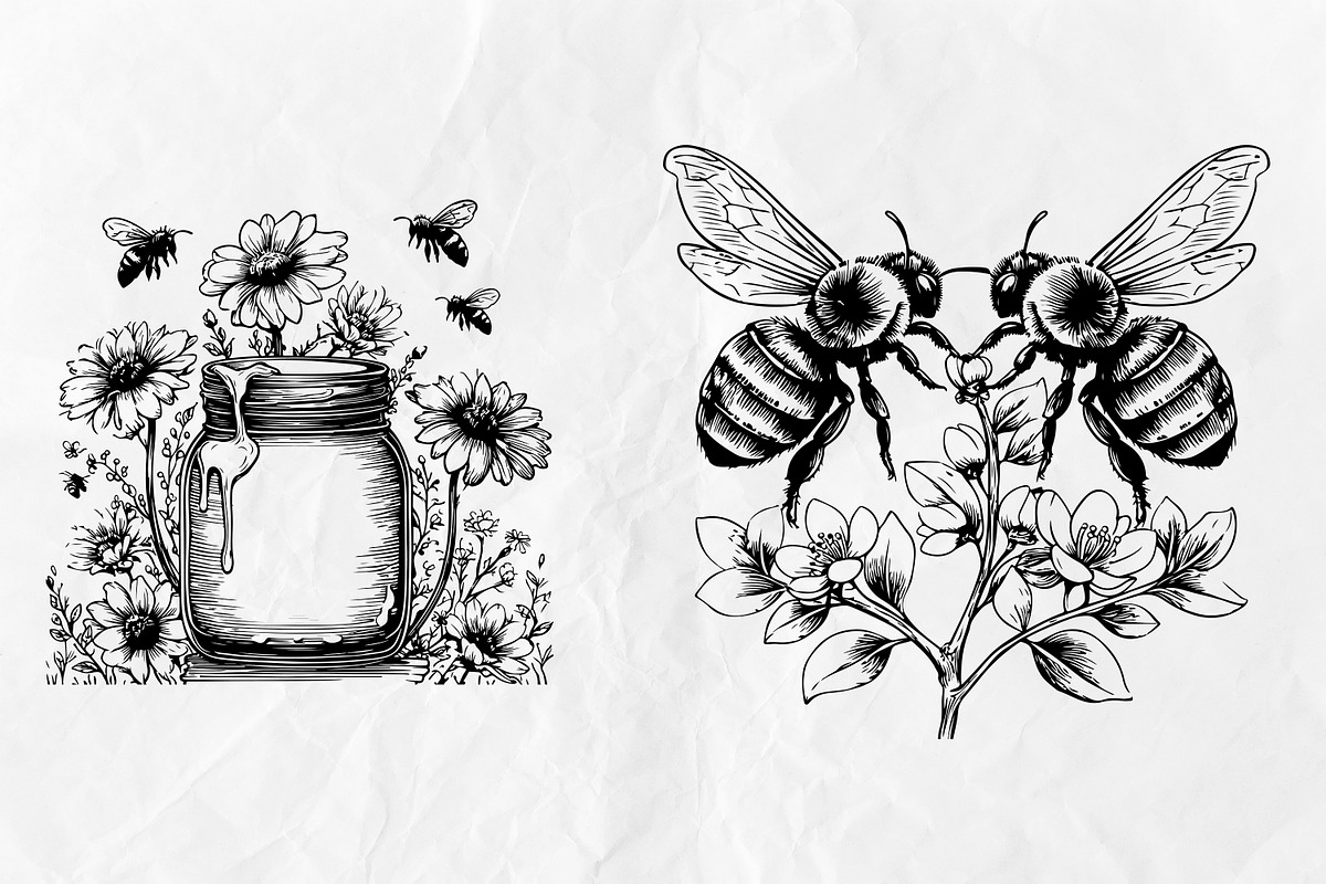 Honeycomb Bee SVG Bundle for Laser, an Object Graphic by Dervik Art Store (Photo 5 of 7)